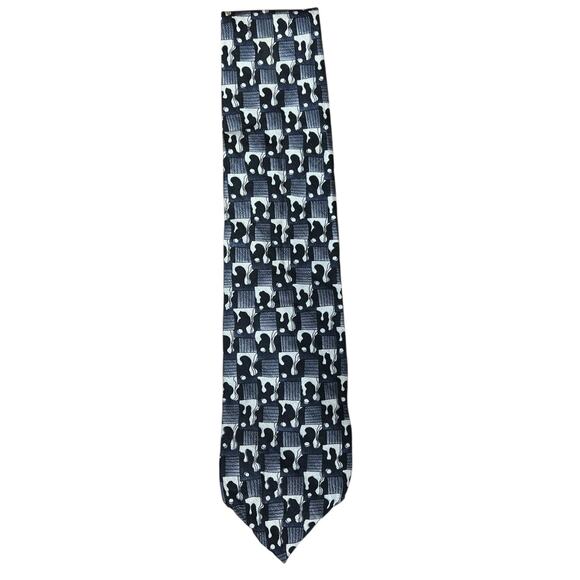 J. Garcia Stonehenge 100% Silk Neck Tie Abstract Gray Black Print Grateful Dead - Picture 6 of 6